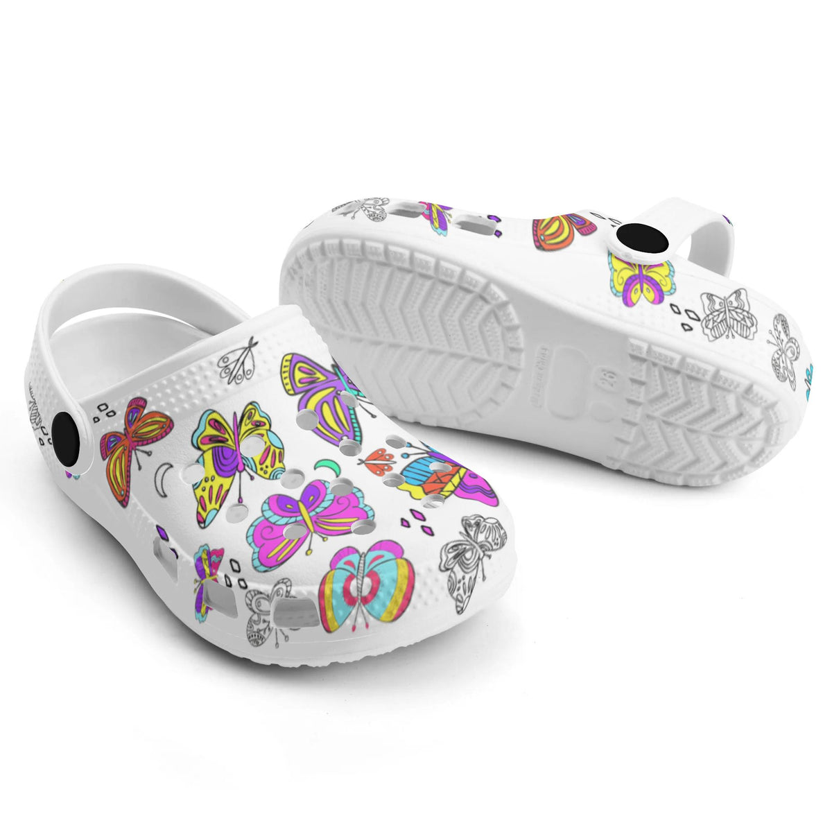 Custom Name Doodle Cartoon Butterfly Kid's Slippers/Sandals