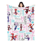 Personalized Cartoon Spider Hero Name Blankets - Gift for Kids