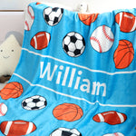 Personalized Sports Ball Name Blanket - Gift for Kids