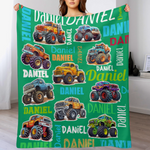 Personalized Cool Truck Blanket - Gift for Kids