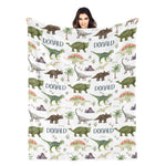 Personalized Watercolor Dinosaur Cute Name Blanket - Gift for Kids