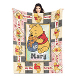 Personalized Cartoon Bears Baby Name Blanket - Gift for Kids