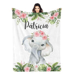 Personalized Elephant Children's Name Blankets - Gift for Kids