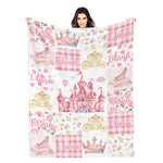 Personalized Flowers castle Girls Name Blanket - Gift for Kids