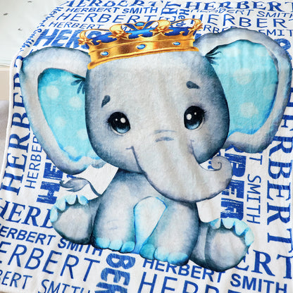 Personalized Cute Animal Baby Name Blanket - Gift for Baby