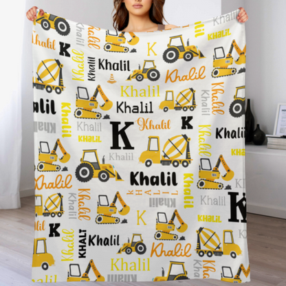 Personalized Construction Trucks Blanket - Gifts for Kid