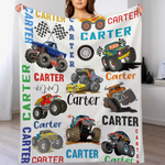 Personalized Monster Trucks Blanket - Gifts for Kid