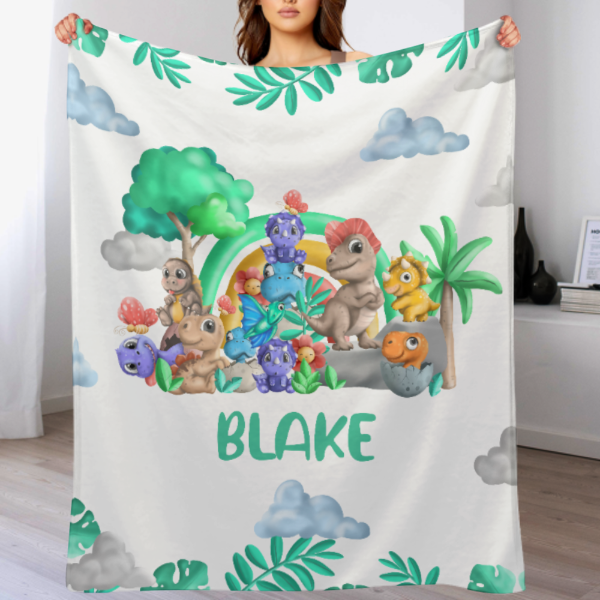 Personalized Cute Dinosaur Blankets - Gifts for Kid