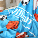 Personalized Sports Ball Name Blanket - Gift for Kids