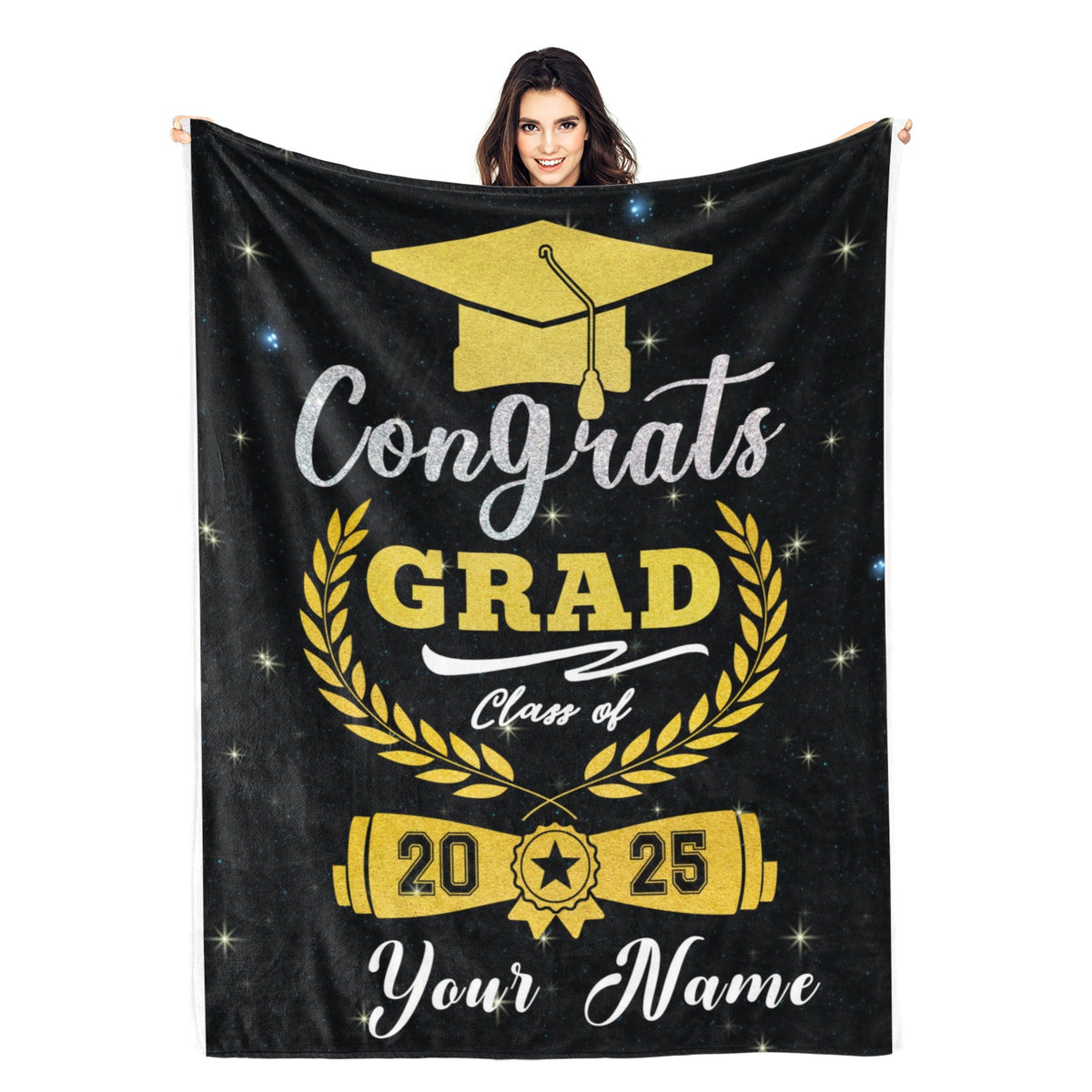 Personalized Class of 2025 Graduation Star Name Blanket - Graduation Gifts