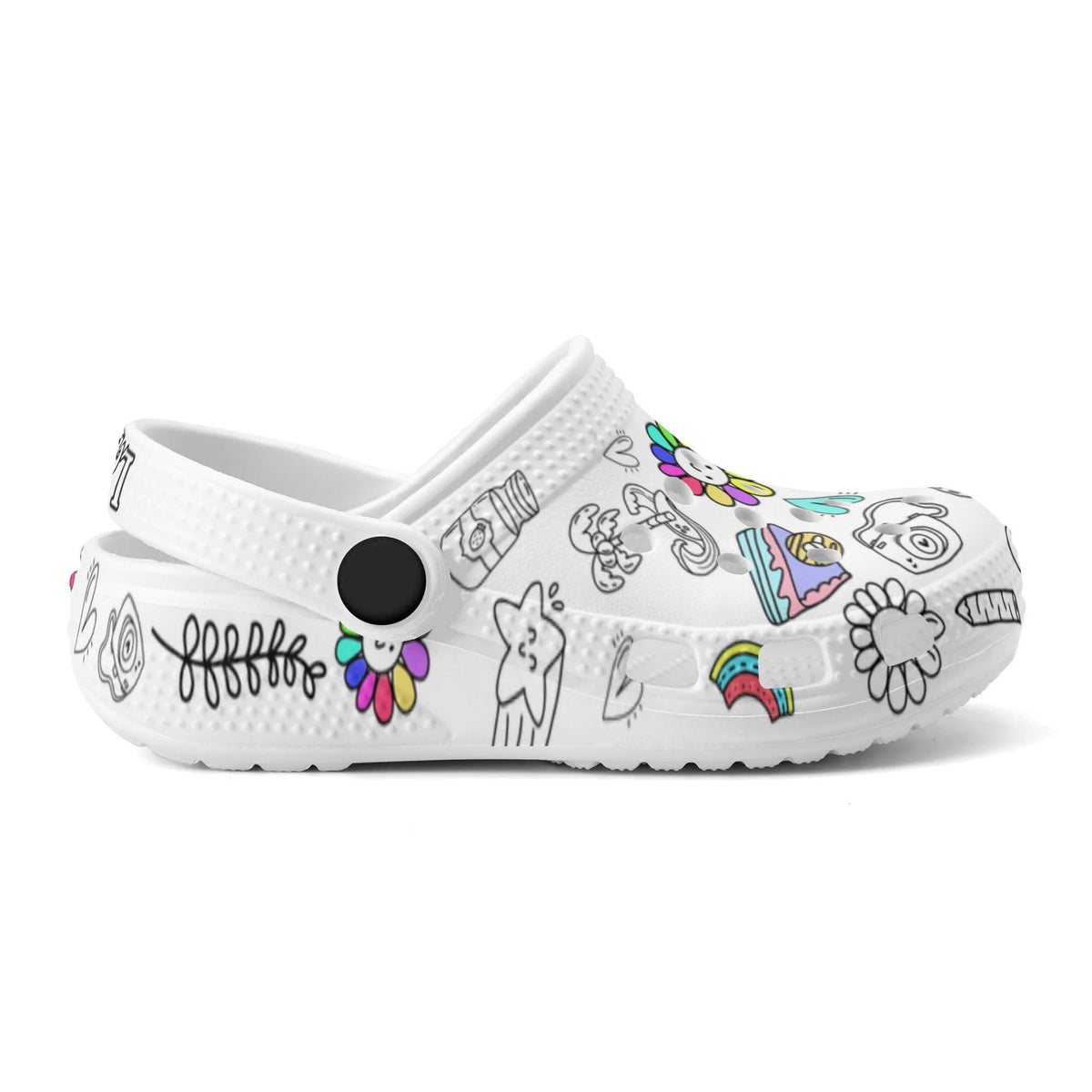 Custom Name Doodle Beach Sunflowers Kid's Slippers/Sandals