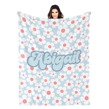 Personalized Colorful Flowers Name Blankets - Gift for Kids