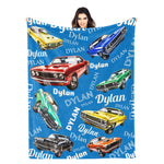 Personalized Muscle Car Name Blanket - Gift for Kids