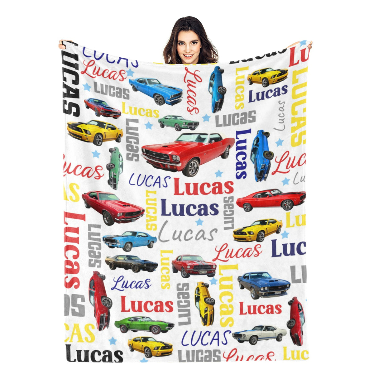 Personalized Muscle Cars Name Blankets - Gift for Kids