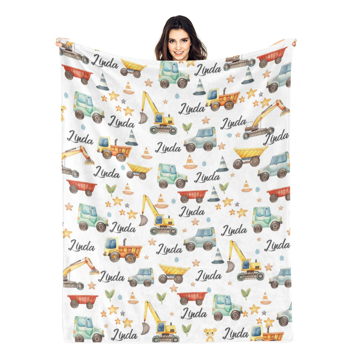 Personalized Watercolor Heart Car Name Blanket - Gift for Kids