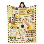 Personalized Traffic Engineering Vehicle Themed Name Blankets - Gift for Kids