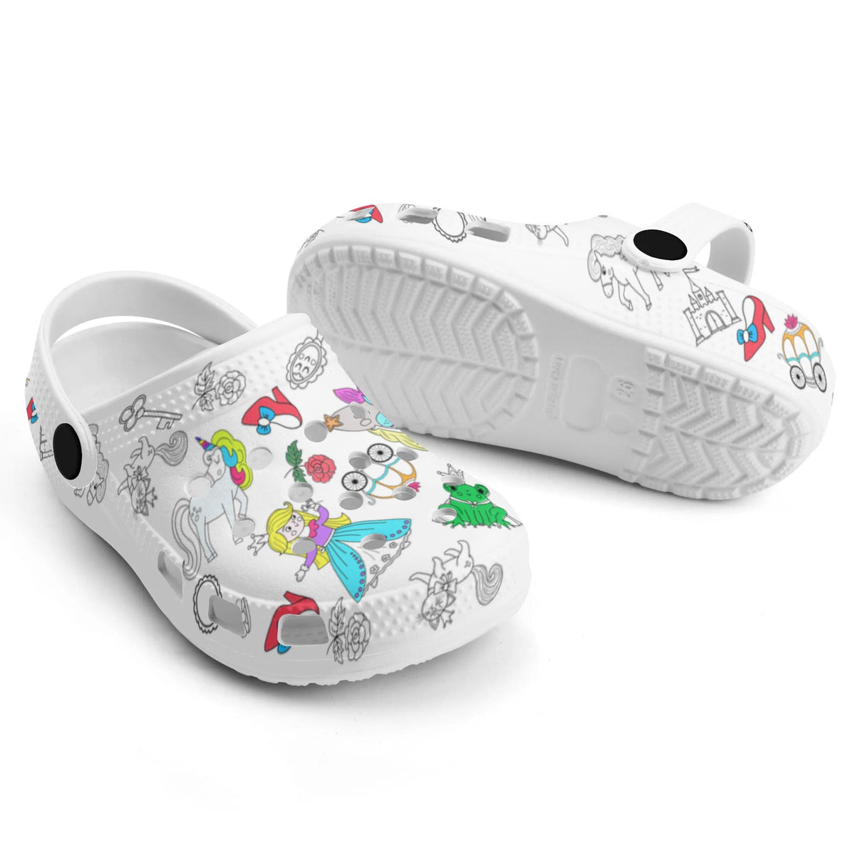 Custom Name Doodle Princess Garden Kid's Slippers/Sandals