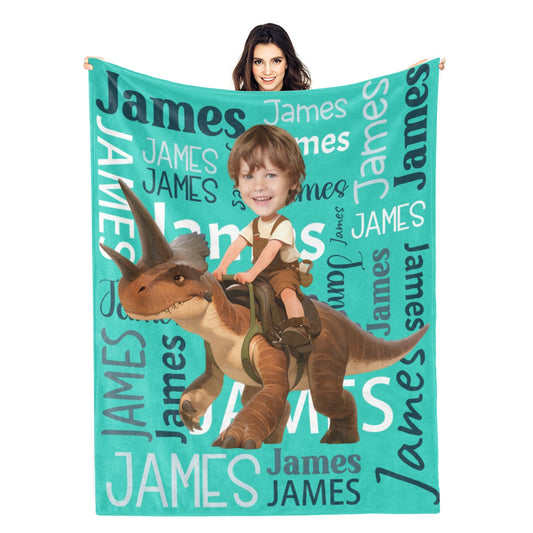 Custom Name Blanket For Kids, Grandkids - Personalized Photo