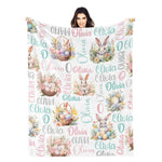 Personalized Cute Easter Bunny Name Blankets - Gift for Kids