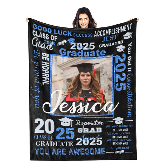 Personalized Graduation Class of 2025 Customized Name Blankets - Graduation Gift