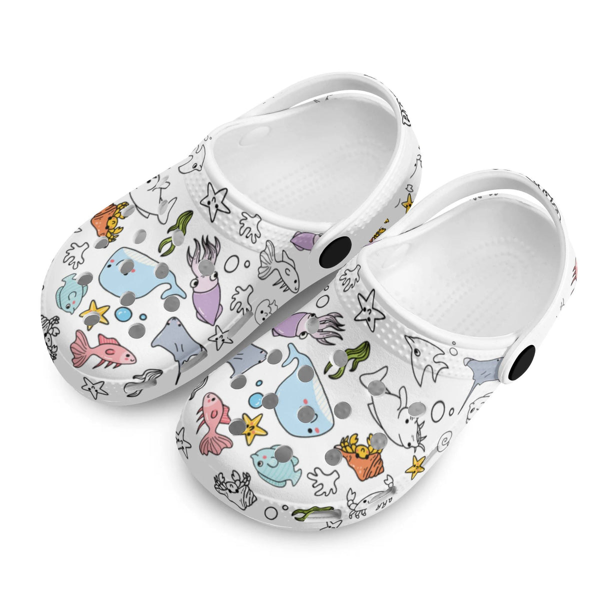 Custom Name Doodle Underwater World Kid's Slippers/Sandals