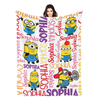 Customized Cute Cartoon Name Blanket - Gift for Kids