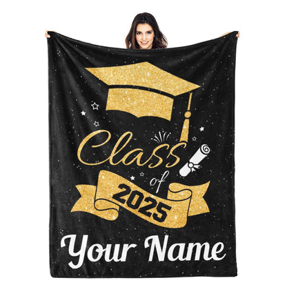 Personalized Graduation Stars Class of 2025 Name Blanket - Graduation Gift