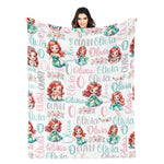 Personalized Watercolor Girls Mermaid Name Blanket - Gifts for Kids