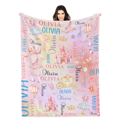 Personalised Custom Fairl Princess Girl Name Blankets - Gift for Kids