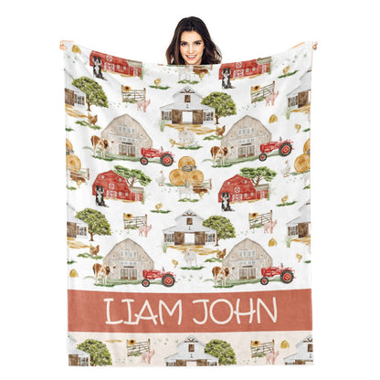 Personalized Custom Farm Animals Name Blankets - Gift for Kids