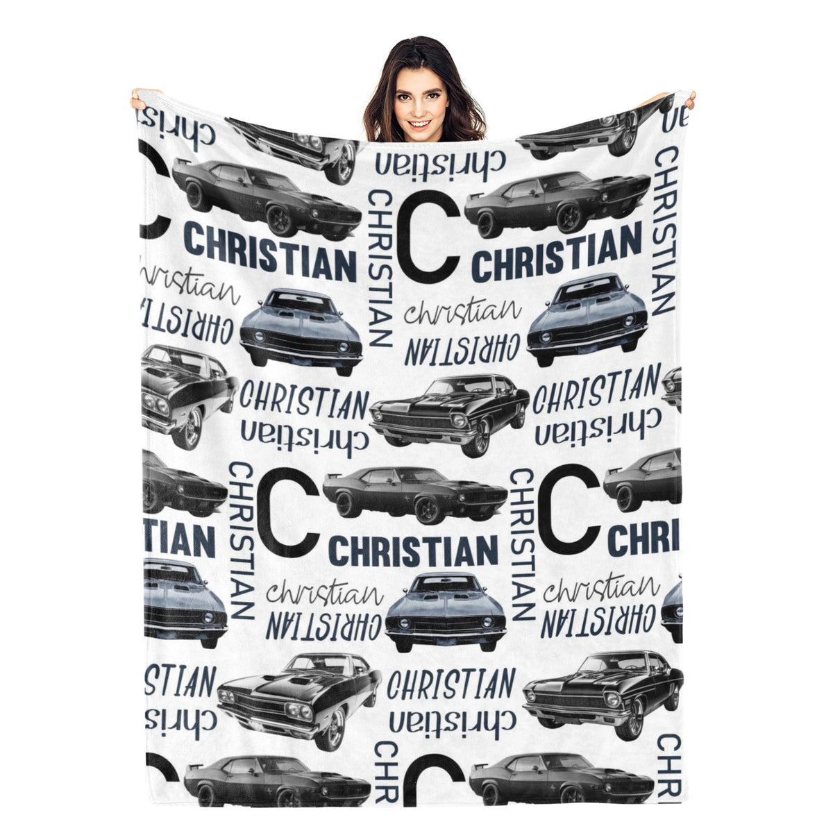 Personalized Muscle Car Kids Name Blanket - Gifts for Kids