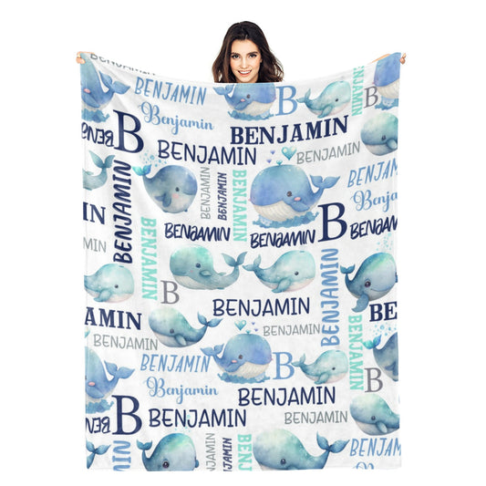 Personalized Sea Animal Whale Blanket - Gifts for baby