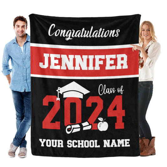 Personalized Simple Graduation Name Blanket - Graduation Gifts