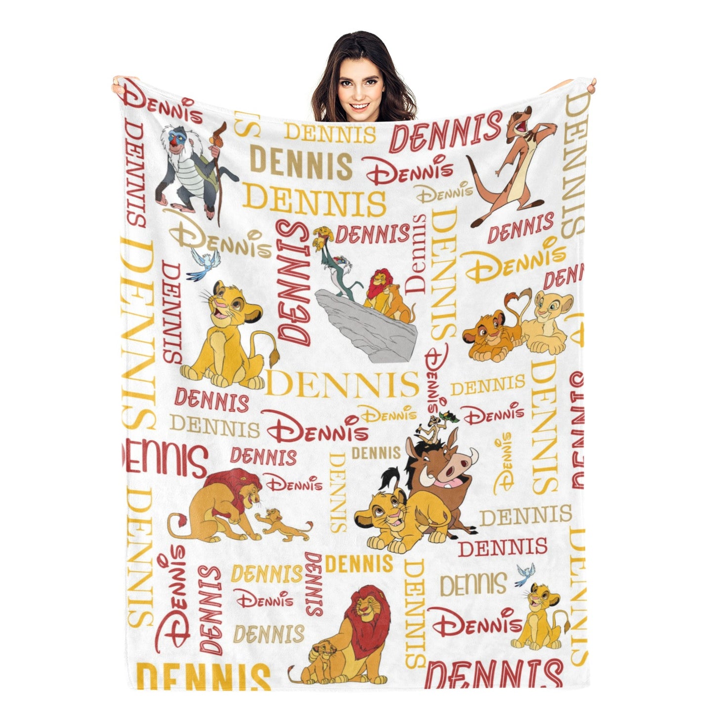 Personalized Animal Lion Name Blanket - Gift for Kidspsd