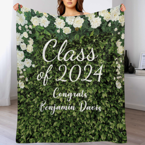 Personalized Name Graduation Floral Blankets - Graduation Gifts