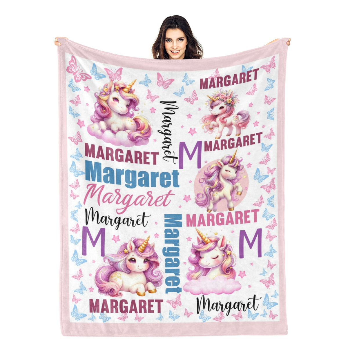 Personalized Custom Unicorn Name Blanket - Gift for Kids