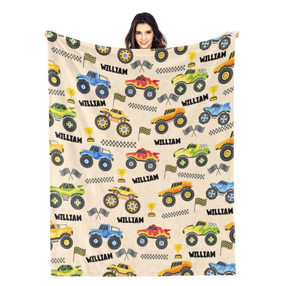 Personalized Racing Trophy Name Blanket - Gift for Kids