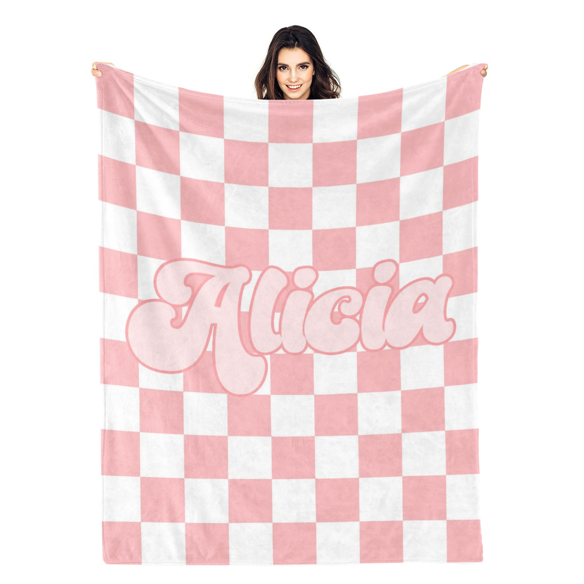 Personalized Checker Pattern Name Blankets - Gift for Family