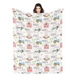 Personalized Farm Animals baby Name Blankets - Gift for Kids