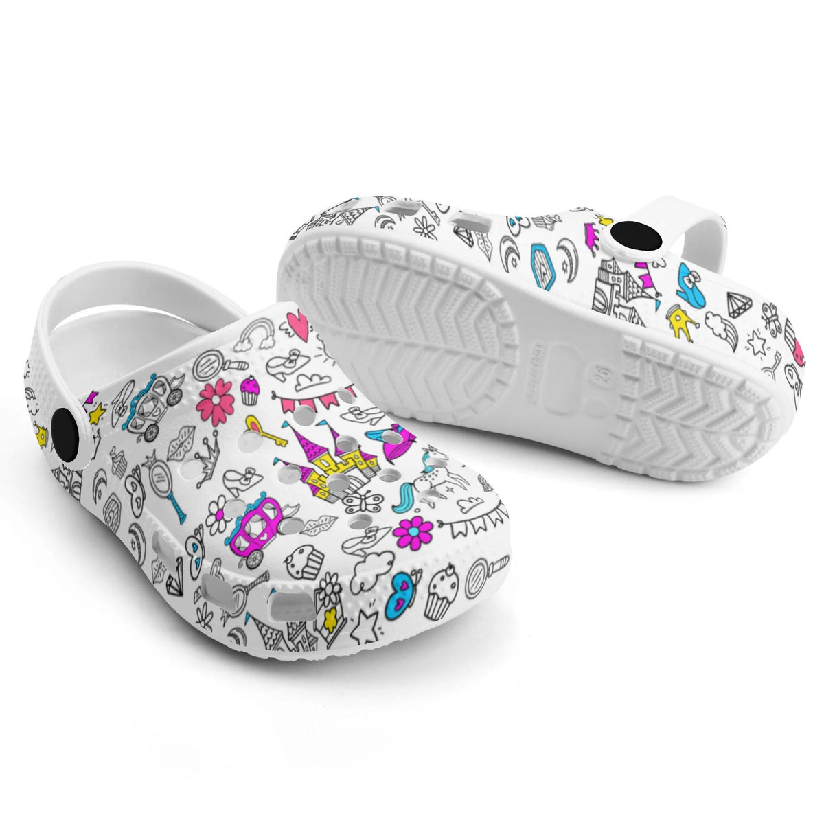 Custom Name Doodle Princess Party Kid's Slippers/Sandals