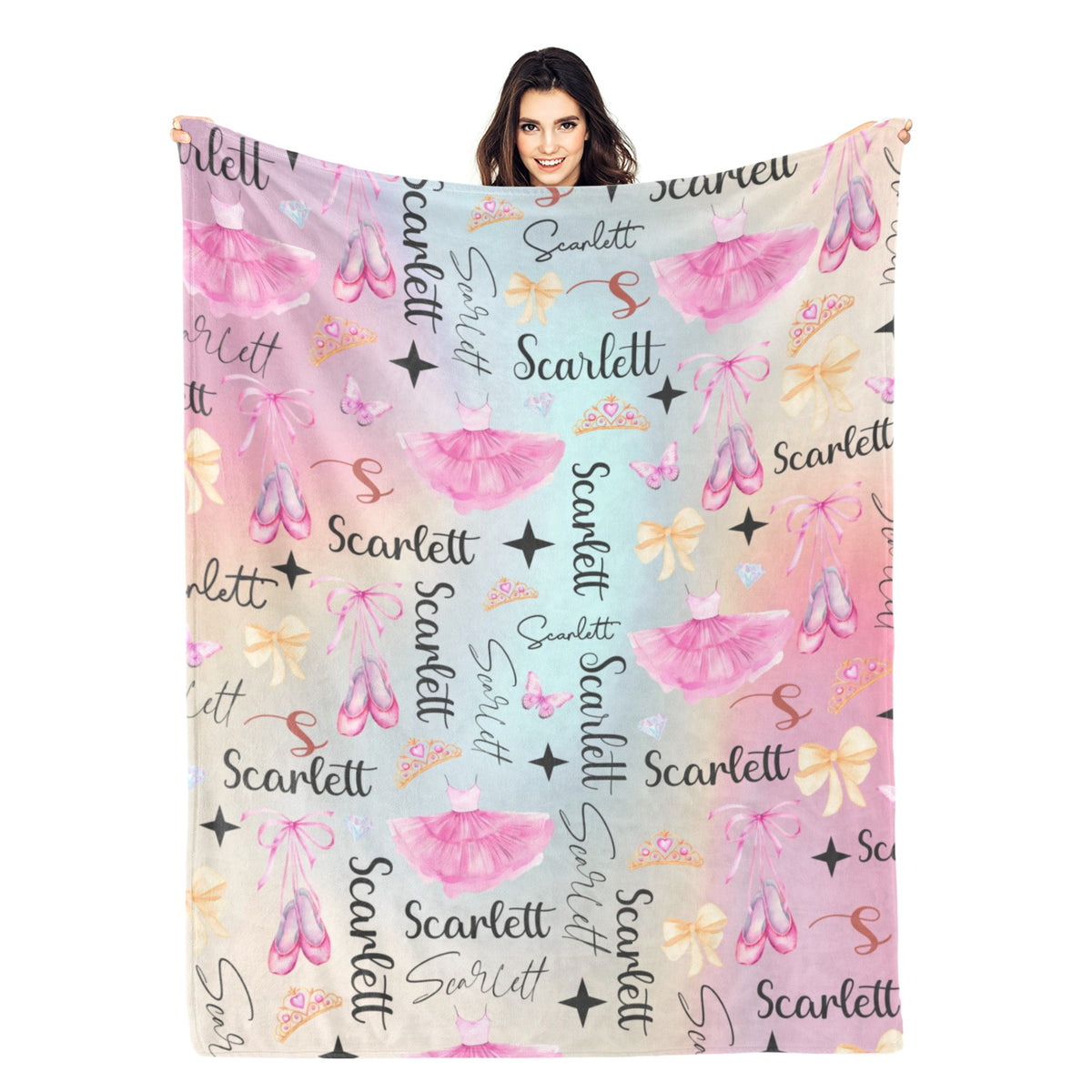 Personalized Ballet Baby Girl Name Blanket - Gift for Kid