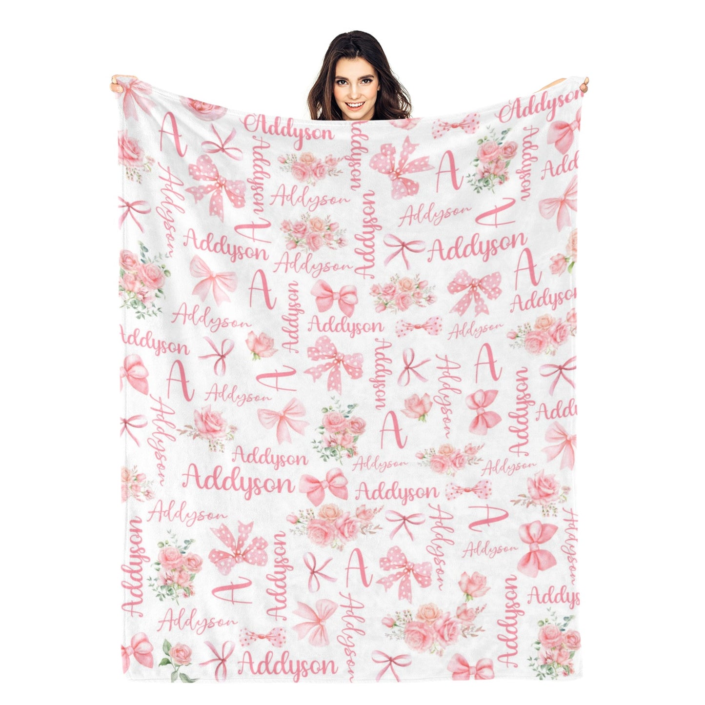 Personalized Custom Butterfly Bow Name Blankets - Gift for Kids