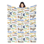 Personalized Watercolor Airplane Name Blankets - Gift for Kids