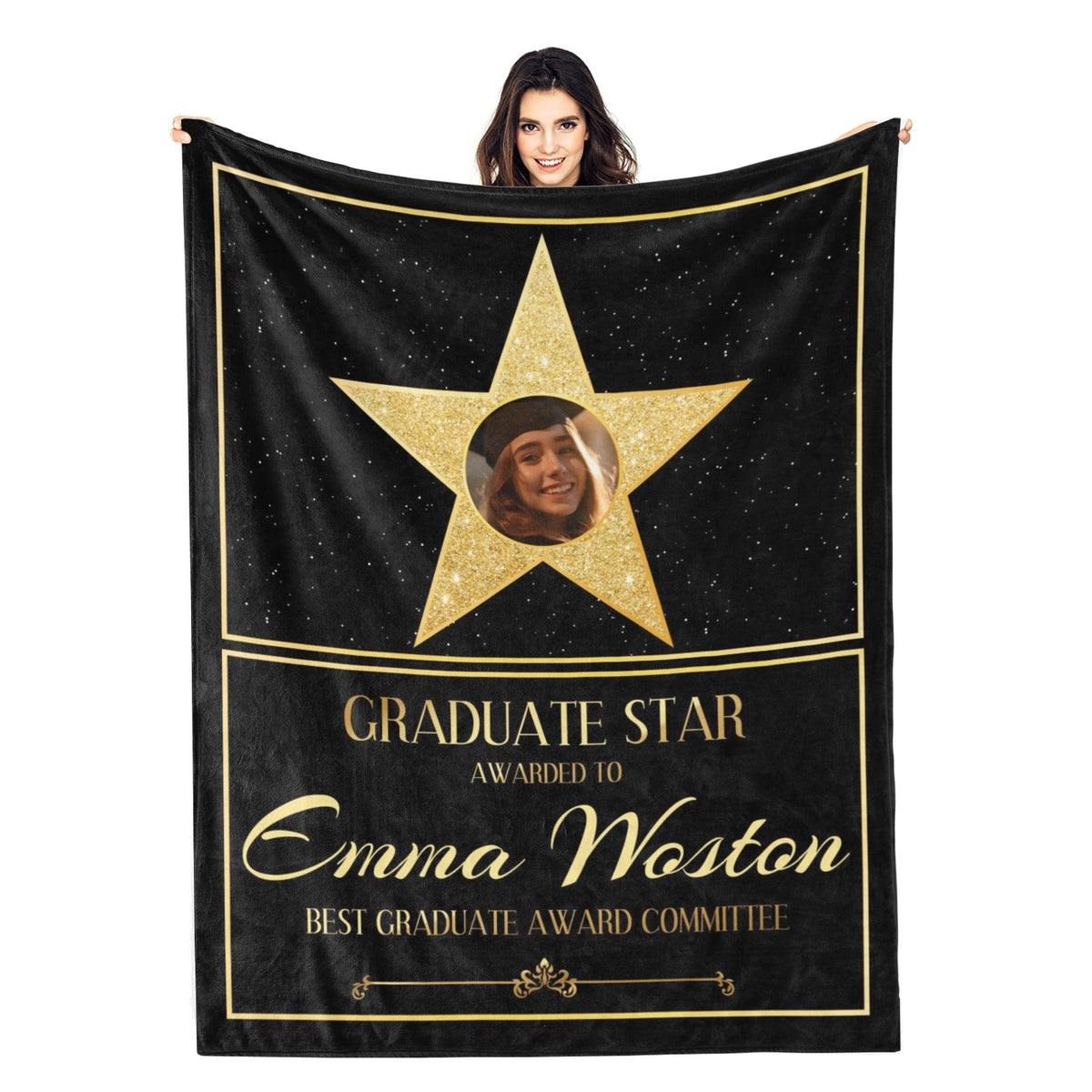 Personalized Class of 2025 Graduations Custom Star Name Blankets - Graduation Gift