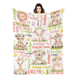 Personalized Daisy Animal Park Kids Name Blanket - Gifts for Kids