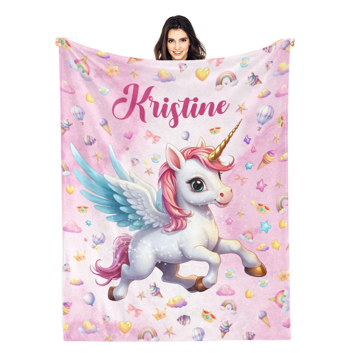 Personalized Unicorn Lovers Name Blanket - Gift for Kids