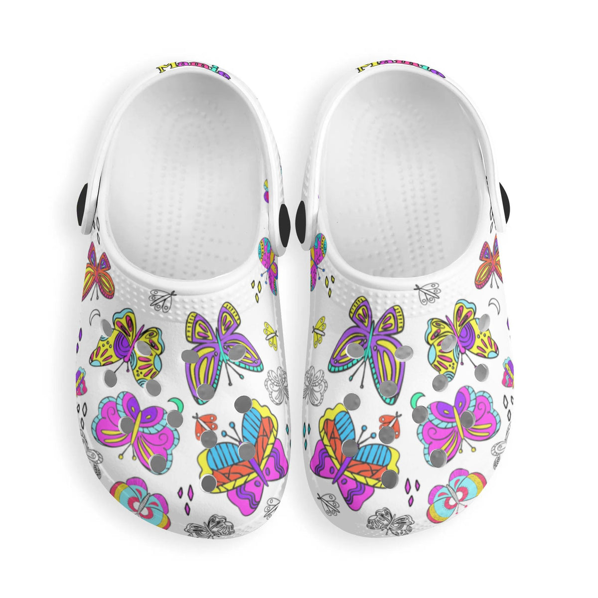 Custom Name Doodle Cartoon Butterfly Kid's Slippers/Sandals