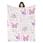 Personalized Custom Colorful Buttefly Name Blankets - Gift for Kids