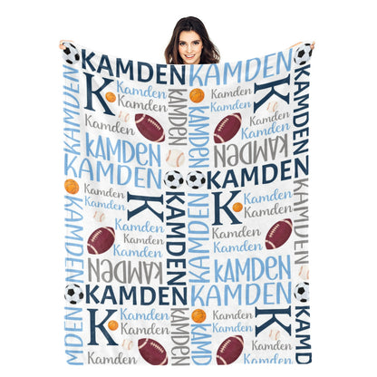 Personalized Sports Boy's Name Blankets - Gift for Kids