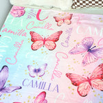 Personalized Watercolor Pink Butterfly Girl Name Blanket - Gift for Kid